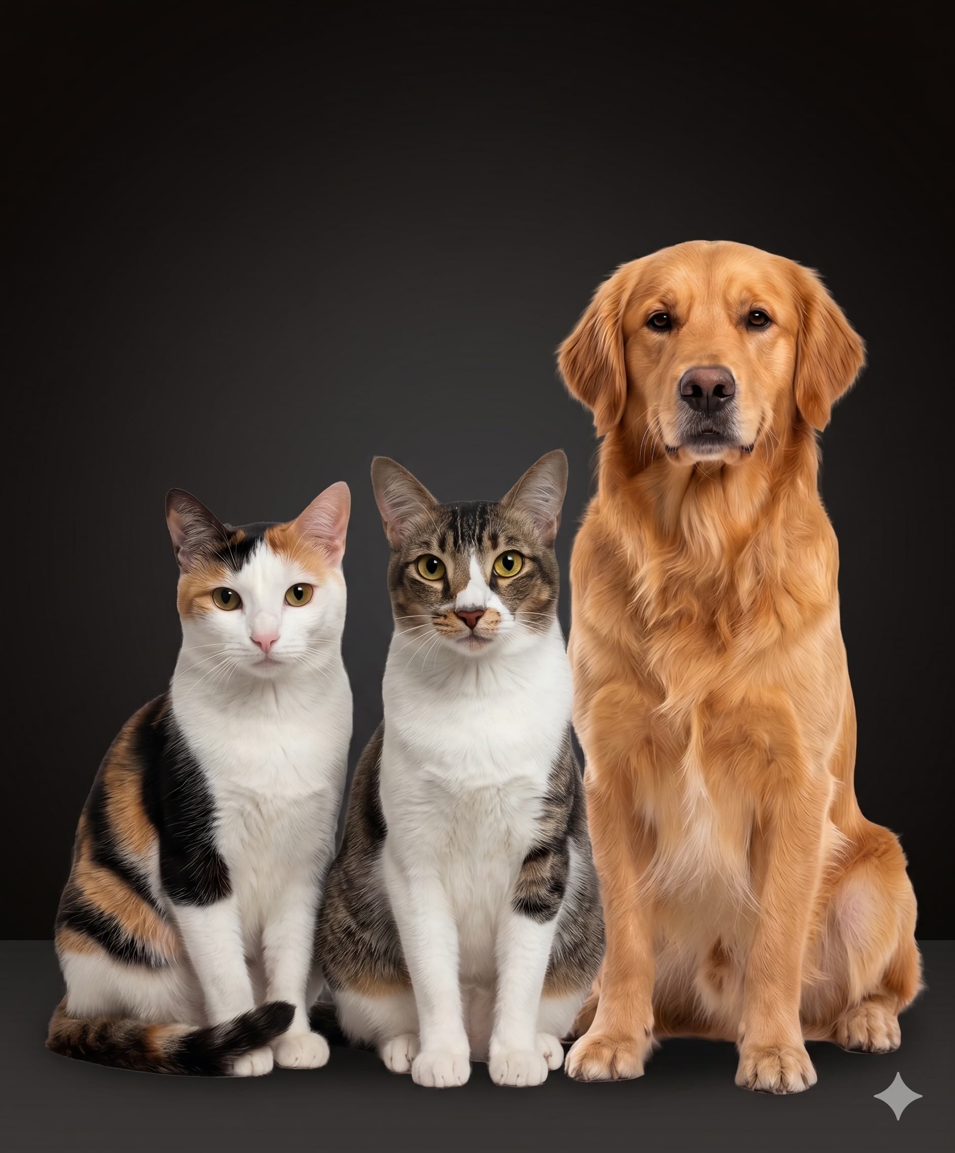 Cats and a dog waiting for adoption